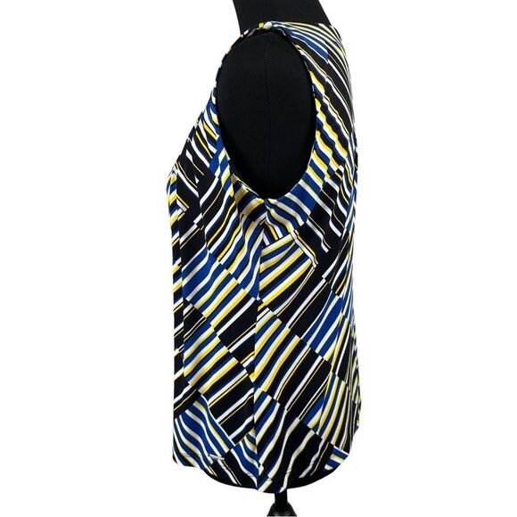 Calvin Klein Sleeveless Bold Stripes/Geometric Print Blouse Size Large Petite - Picture 5 of 8